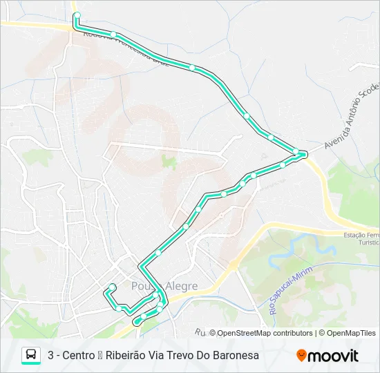 221 CENTRO/RIBEIRÃO Bus Line Map