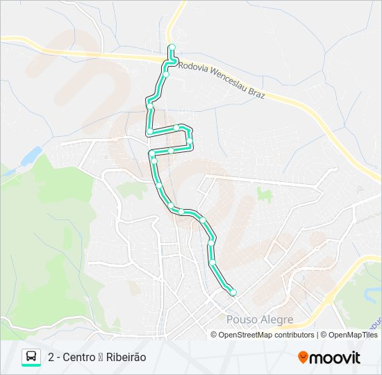 Mapa da linha 221 CENTRO/RIBEIRÃO de ônibus