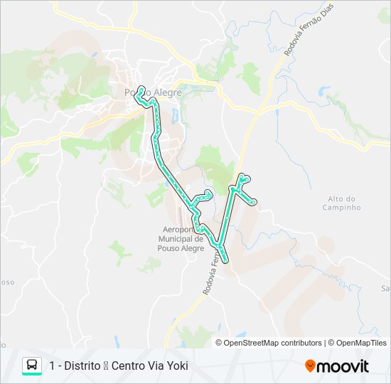 Mapa da linha 236 CENTRO/DISTRITO de ônibus