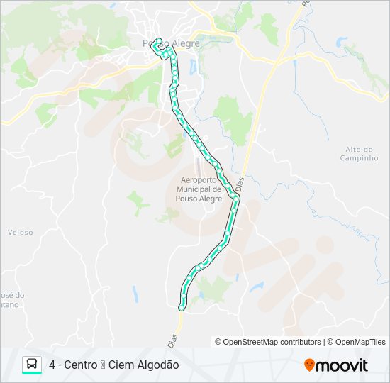 Mapa da linha 278 CENTRO/CRUZ ALTA de ônibus