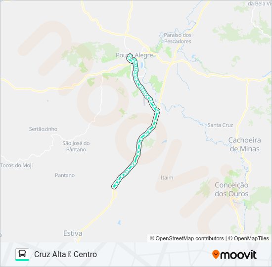 Mapa da linha 278 CENTRO/CRUZ ALTA de ônibus