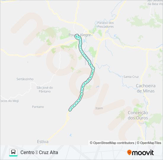 Mapa da linha 278 CENTRO/CRUZ ALTA de ônibus