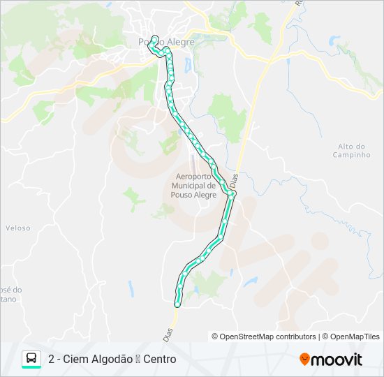 Mapa da linha 278 CENTRO/CRUZ ALTA de ônibus