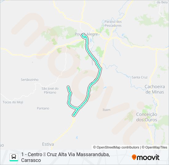 Mapa da linha 278 CENTRO/CRUZ ALTA de ônibus
