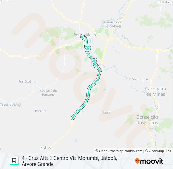 Mapa da linha 278 CENTRO/CRUZ ALTA de ônibus