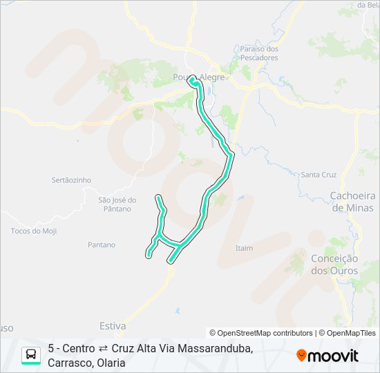 Mapa da linha 278 CENTRO/CRUZ ALTA de ônibus