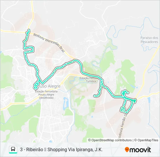 206 RIBEIRÃO/SHOPPING Bus Line Map