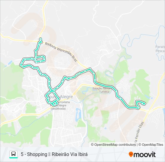 Mapa da linha 206 RIBEIRÃO/SHOPPING de ônibus