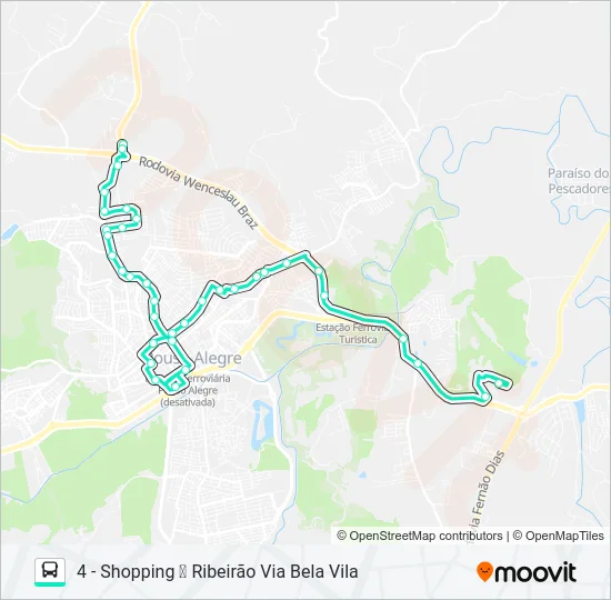 206 RIBEIRÃO/SHOPPING Bus Line Map
