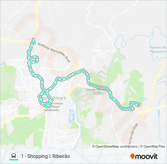 206 RIBEIRÃO/SHOPPING Bus Line Map