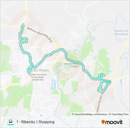 206 RIBEIRÃO/SHOPPING Bus Line Map