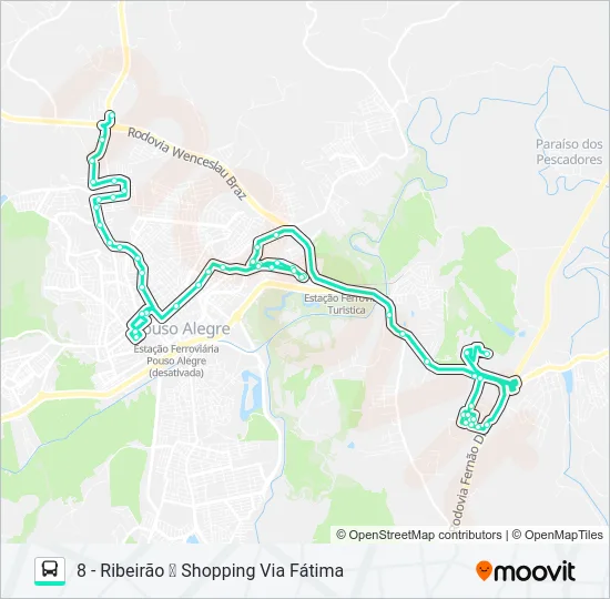 206 RIBEIRÃO/SHOPPING Bus Line Map