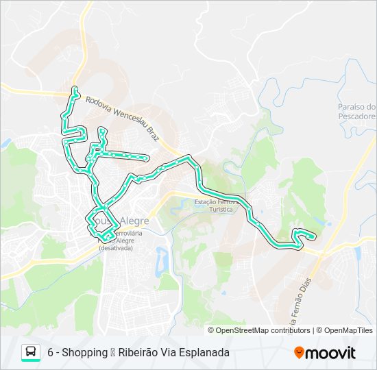 Mapa da linha 206 RIBEIRÃO/SHOPPING de ônibus
