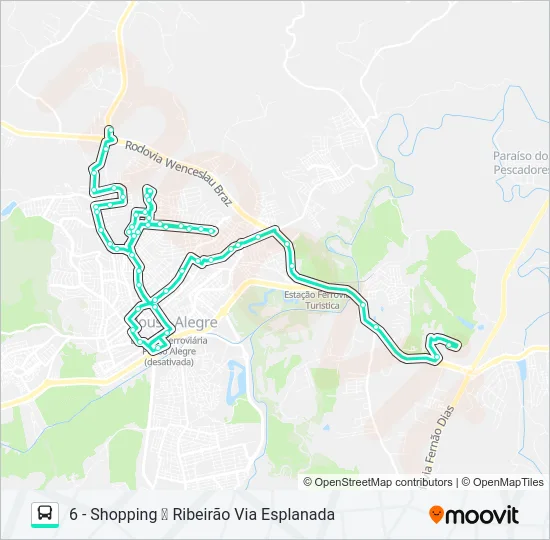 206 RIBEIRÃO/SHOPPING Bus Line Map