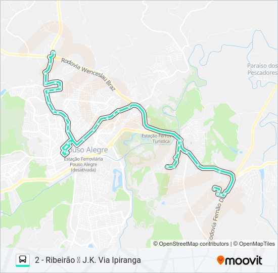 Mapa da linha 206 RIBEIRÃO/SHOPPING de ônibus