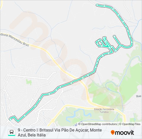 Mapa da linha 209 FAISQUEIRA/CENTRO de ônibus