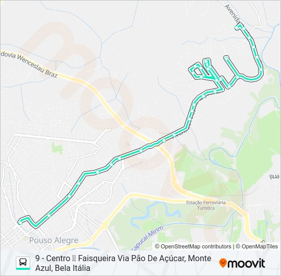 Mapa da linha 209 FAISQUEIRA/CENTRO de ônibus
