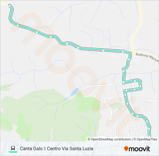 Mapa da linha 287 CENTRO/CANTA GALO de ônibus