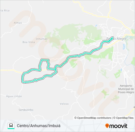 Mapa da linha 283 CENTRO/ANHUMAS/IMBUIÁ de ônibus