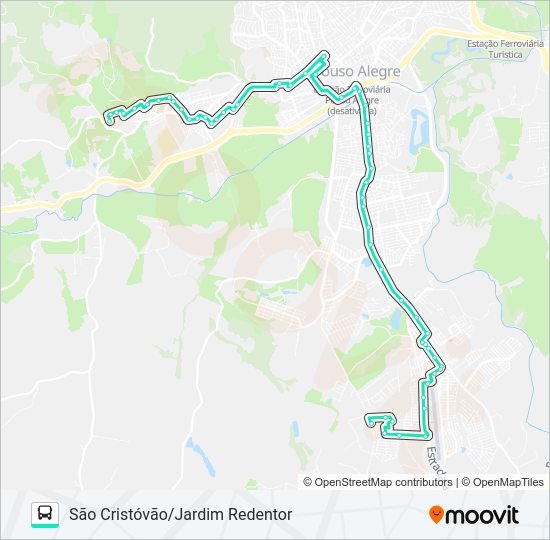 Mapa da linha 210 SÃO CRISTÓVÃO/JARDIM REDENTOR de ônibus