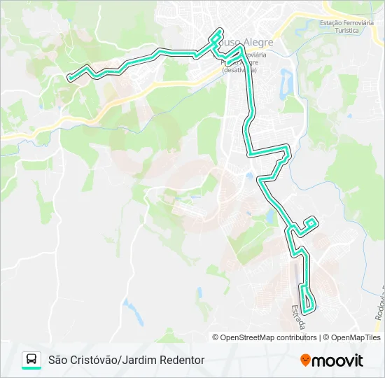 210 SÃO CRISTÓVÃO/JARDIM REDENTOR Bus Line Map