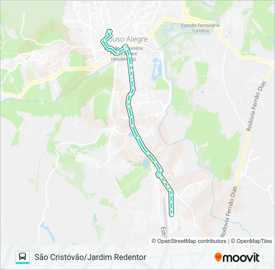 210 SÃO CRISTÓVÃO/JARDIM REDENTOR Bus Line Map