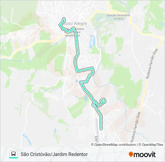 210 SÃO CRISTÓVÃO/JARDIM REDENTOR Bus Line Map