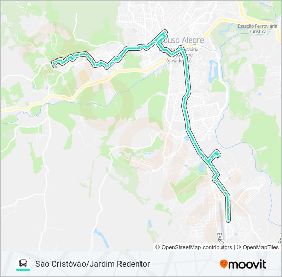 Mapa da linha 210 SÃO CRISTÓVÃO/JARDIM REDENTOR de ônibus