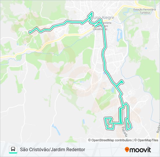 Mapa da linha 210 SÃO CRISTÓVÃO/JARDIM REDENTOR de ônibus