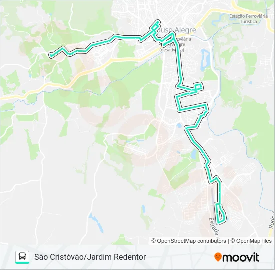 210 SÃO CRISTÓVÃO/JARDIM REDENTOR Bus Line Map