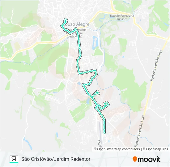 210 SÃO CRISTÓVÃO/JARDIM REDENTOR Bus Line Map