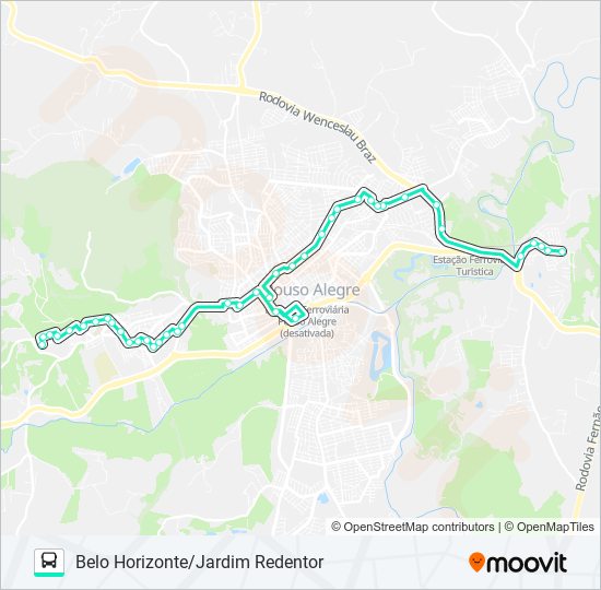 Mapa de 207 BELO HORIZONTE/JARDIM REDENTOR de autobús