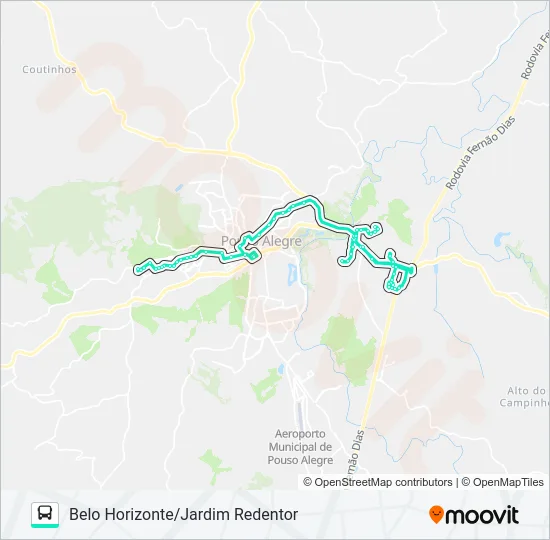 207 BELO HORIZONTE/JARDIM REDENTOR Bus Line Map