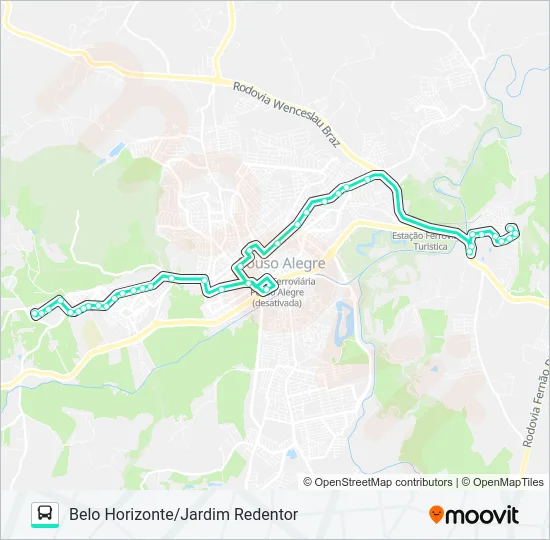 207 BELO HORIZONTE/JARDIM REDENTOR Bus Line Map