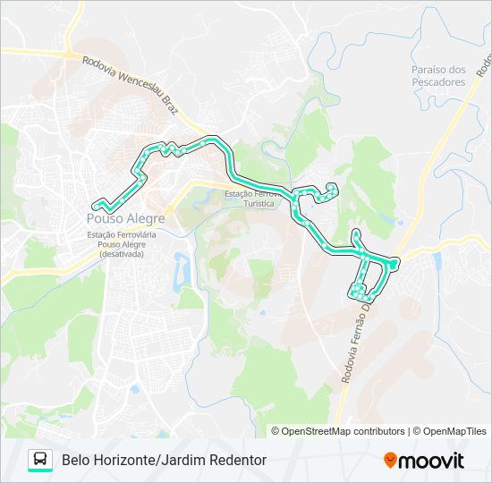 Mapa da linha 207 BELO HORIZONTE/JARDIM REDENTOR de ônibus