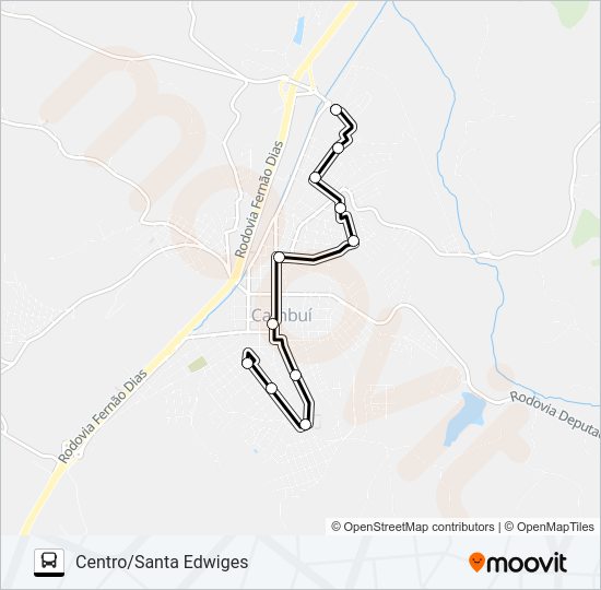 Mapa da linha U-01 CENTRO/SANTA EDWIGES de ônibus