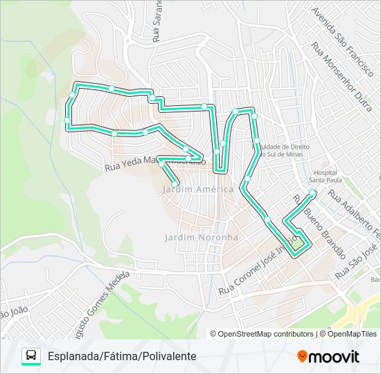 Mapa da linha 211 ESPLANADA/FÁTIMA/POLIVALENTE de ônibus