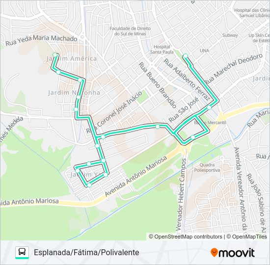 Mapa da linha 211 ESPLANADA/FÁTIMA/POLIVALENTE de ônibus