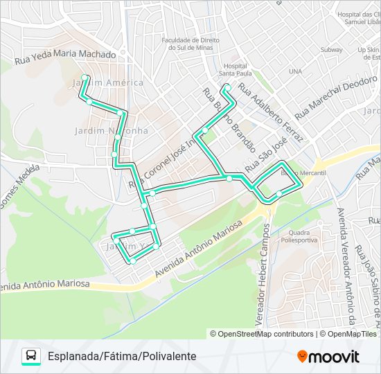 Mapa da linha 211 ESPLANADA/FÁTIMA/POLIVALENTE de ônibus
