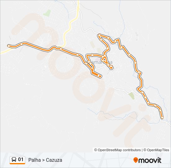 Mapa da linha 01 de ônibus