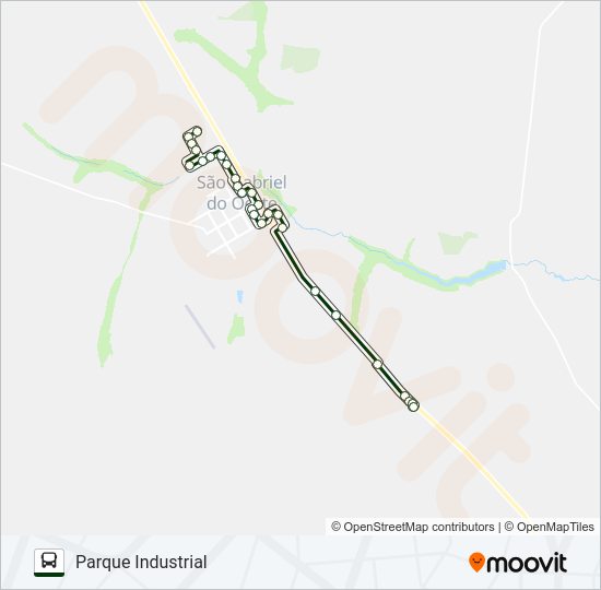Mapa da linha 001 PARQUE INDUSTRIAL de ônibus