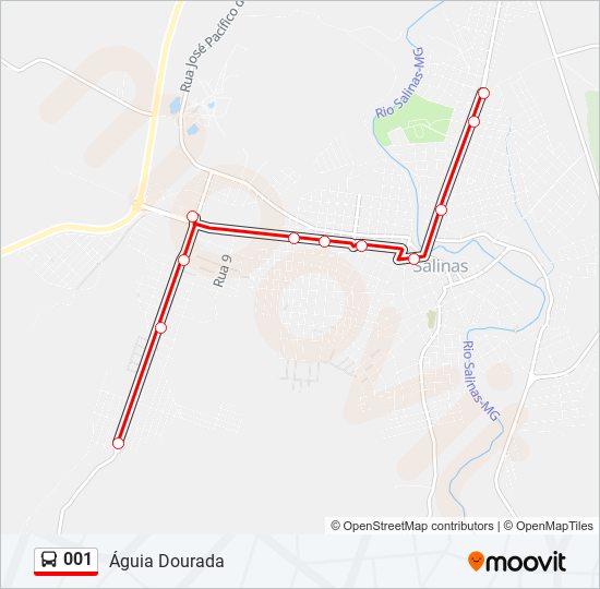 001 bus Line Map