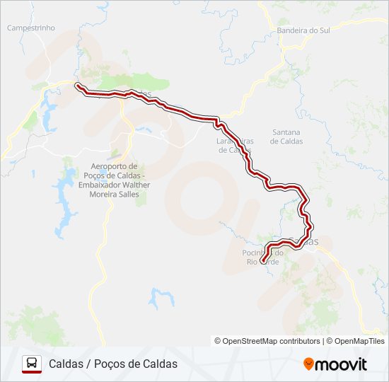 Mapa da linha 3642.4 CALDAS / POÇOS DE CALDAS de ônibus