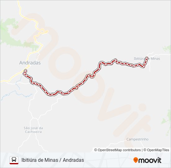 Mapa de 3024.1 IBITIÚRA DE MINAS / ANDRADAS de autobús