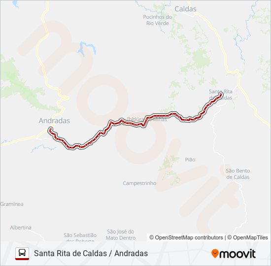 Mapa da linha 3024 SANTA RITA DE CALDAS / ANDRADAS de ônibus