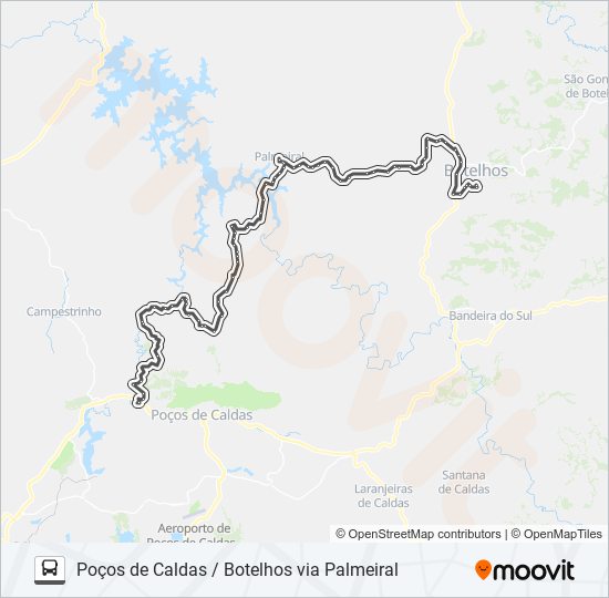 Mapa de 4448 POÇOS DE CALDAS / BOTELHOS VIA PALMEIRAL de autobús