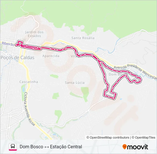 R224 DOM BOSCO / ESTAÇÃO CENTRAL Bus Line Map