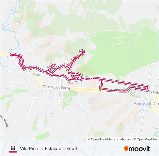 Mapa da linha R334 VILA RICA / ESTAÇÃO CENTRAL de ônibus