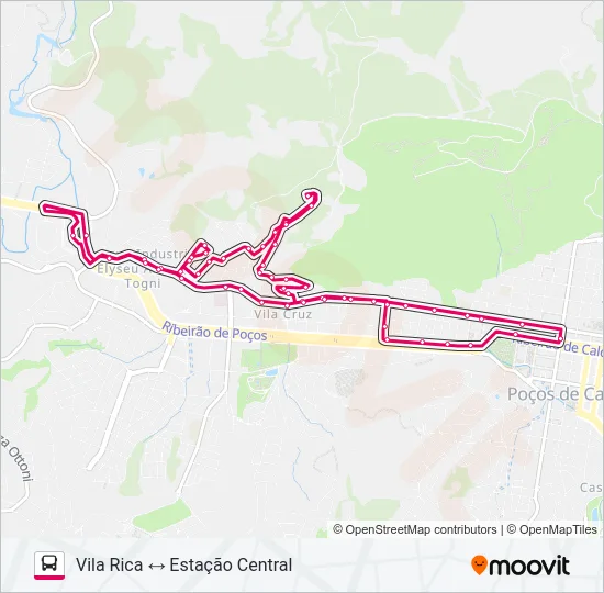 R334 VILA RICA / ESTAÇÃO CENTRAL Bus Line Map