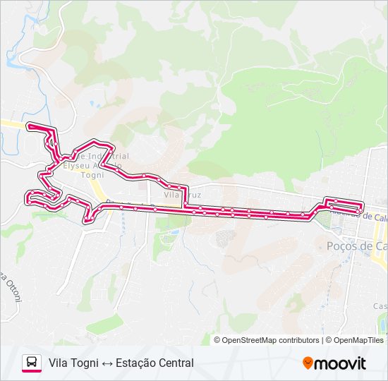 Mapa da linha R331 VILA TOGNI / ESTAÇÃO CENTRAL de ônibus